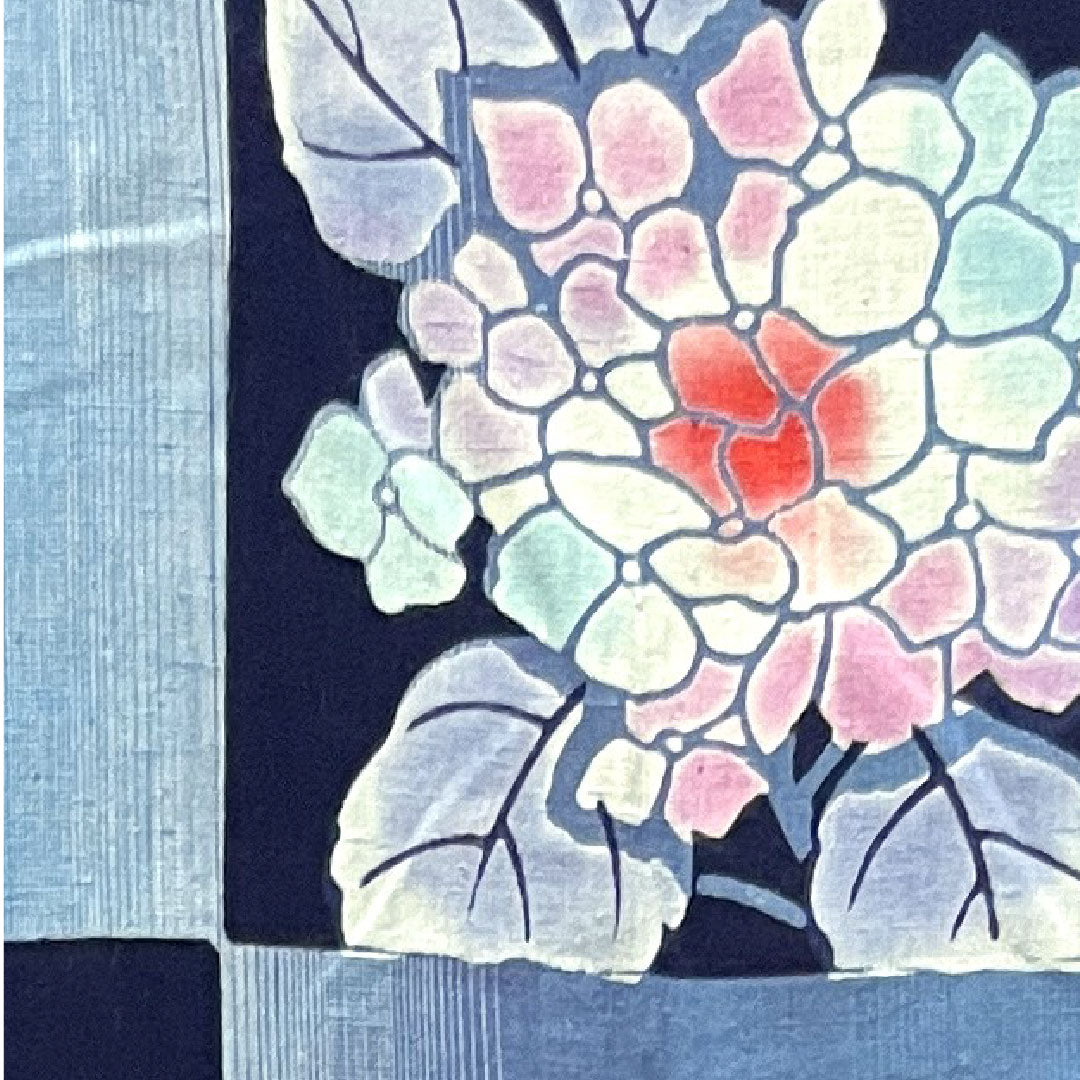 Yukata Checkered Hydrangea Grape Cotton S Rank Single Layer Length 153cm Sleeve Length 65cm Gradient 1118003052299