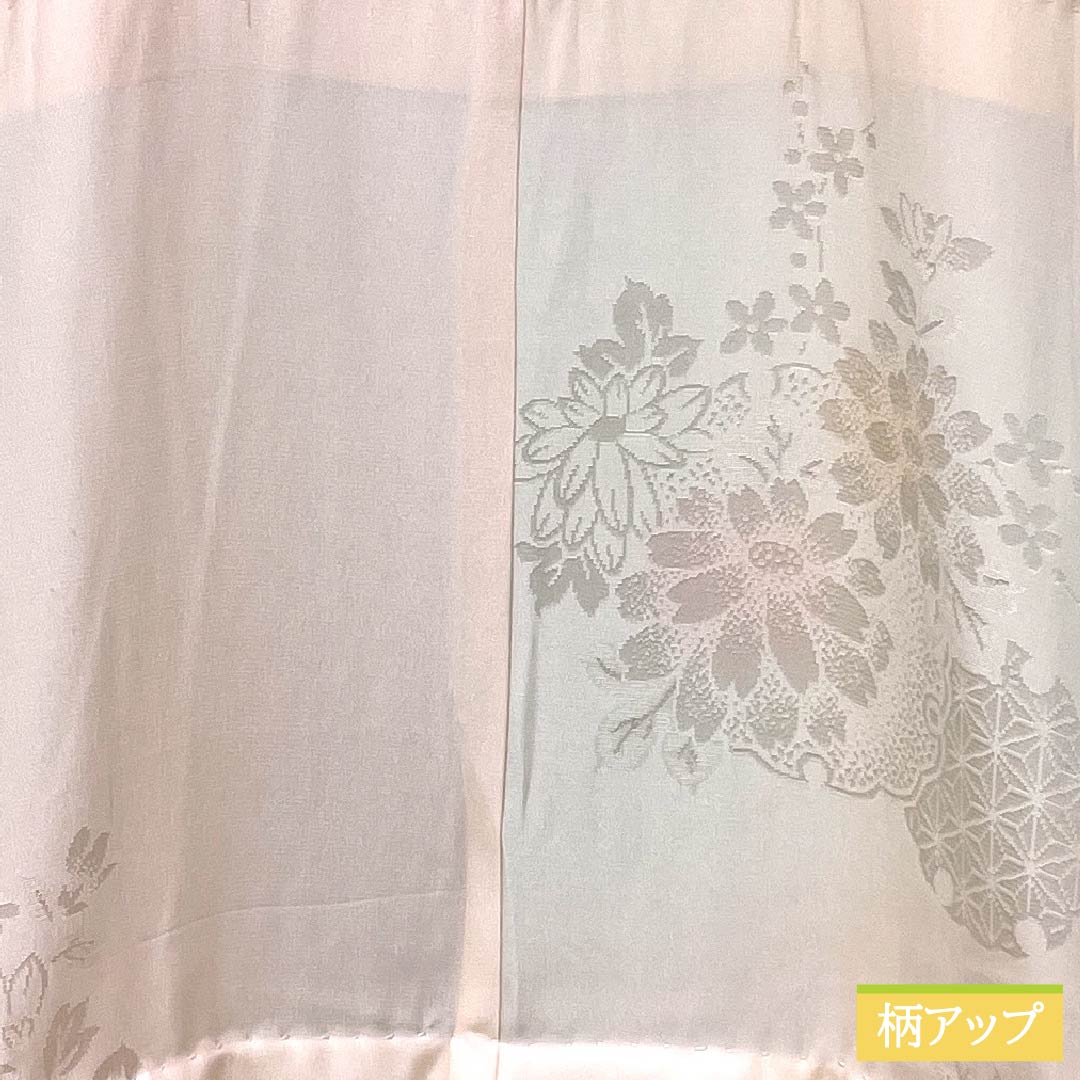 長襦袢 正絹 Aランク 身丈119cm 裄丈61cm 単衣 花 刺繡衿付き 身上げ有り ピンク系 1129000833113