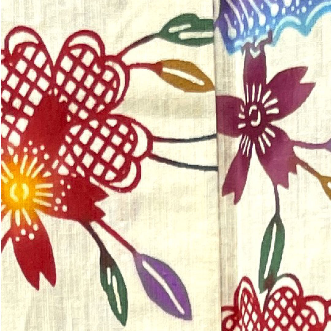 浴衣 しつけ糸付き 未使用品 乳白色 型染 綿麻 Sランク 単衣 身丈162cm 裄丈66cm クリーム系 1118002022415