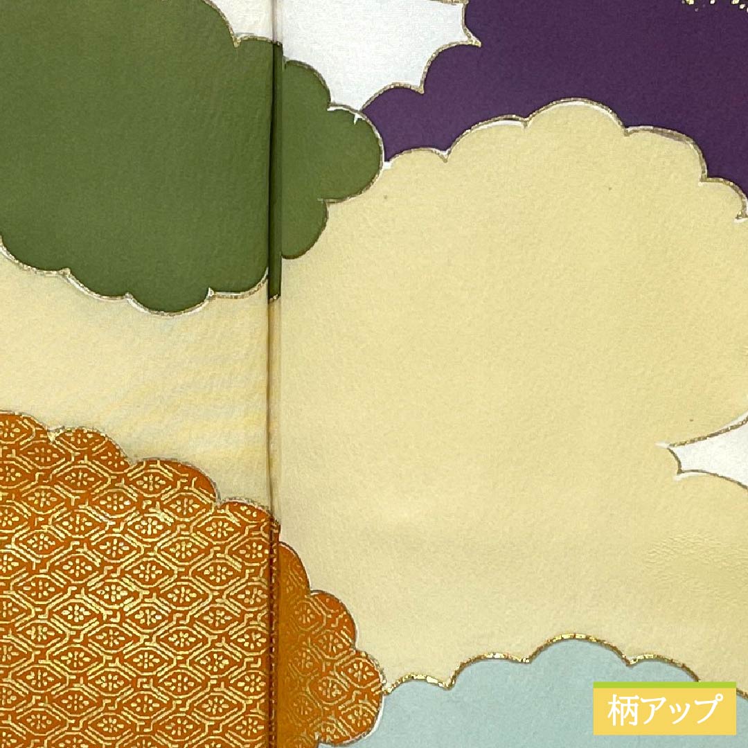 訪問着 正絹 Aランク 袷 身丈157.5cm 裄丈62cm 乳白色(にゅうはくしょく) 京友禅 雲取り しつけ糸付き 白系 1112006563311