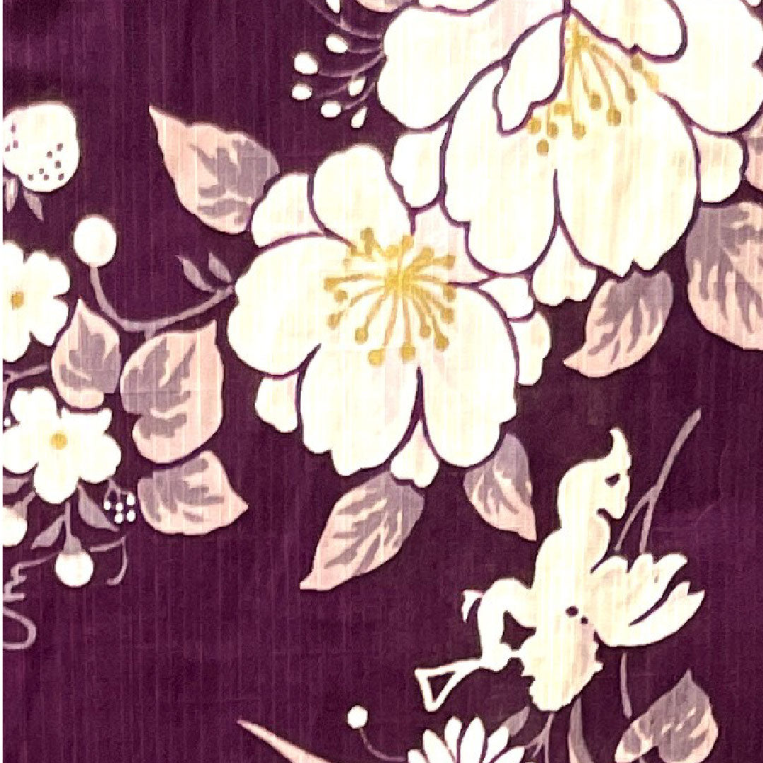 浴衣 松田聖子 しつけ糸付き 未使用品 小紫色 桜 イチゴ 木綿 Sランク 単衣 身丈167.5cm 裄丈68cm 紫系 1118003742520
