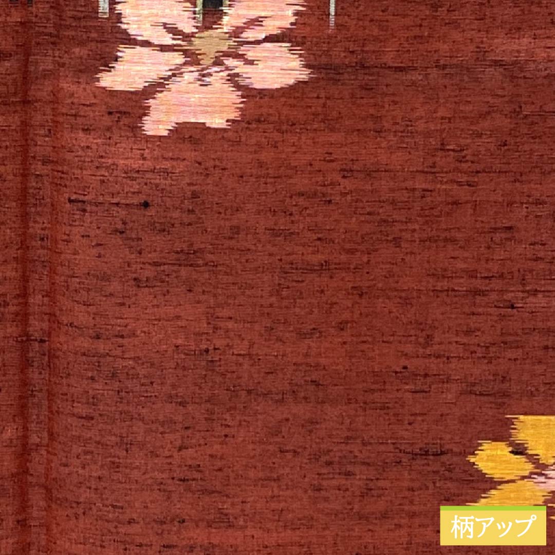 紬 正絹 Sランク 身丈156cm 裄丈65cm 赤銅色(しゃくどういろ) 花 絣 袷 茶系 1116003952314