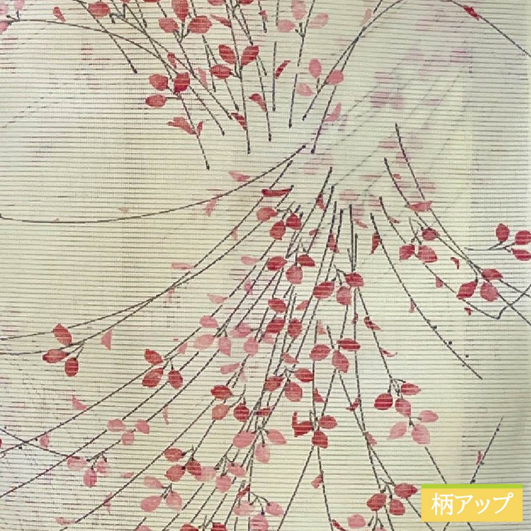 夏物 ポリエステル 小紋 Sランク 身丈151.5cm 裄丈66.5cm 白百合色(しらゆりいろ) 草花模様 居敷当て付き 絽 黄系 1132004492223