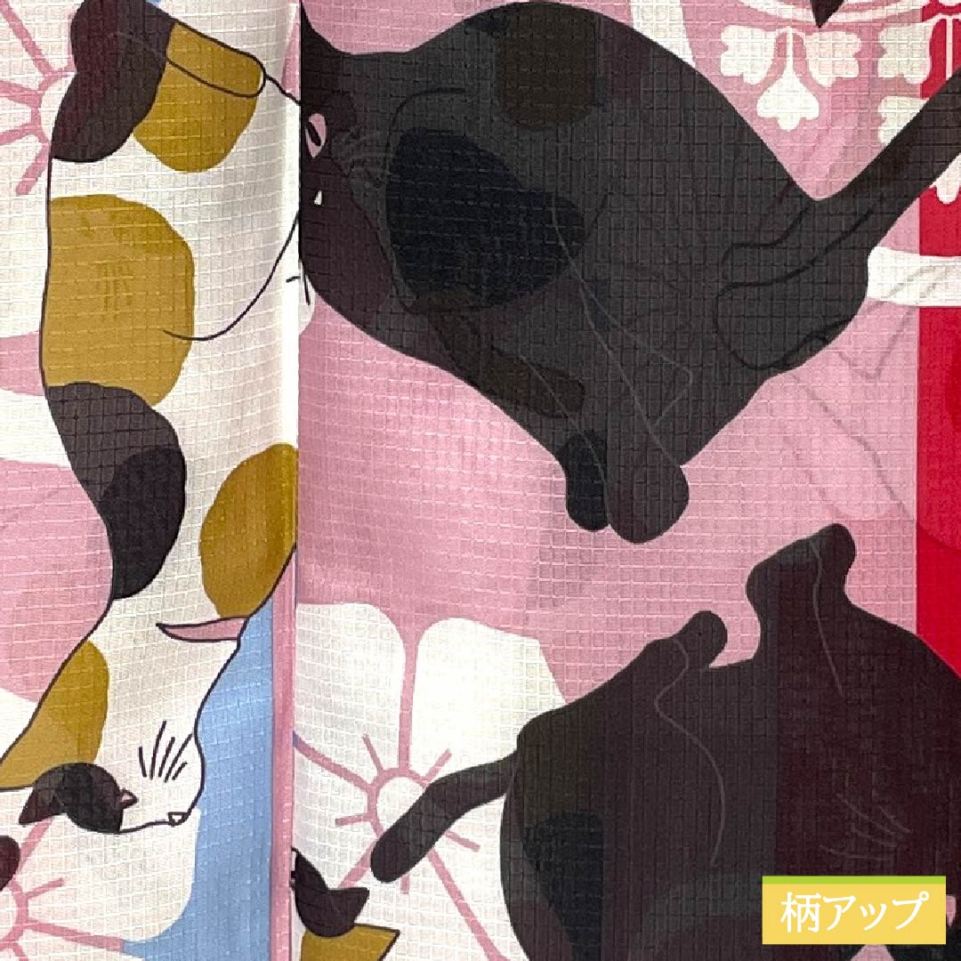 (新品未使用品) 浴衣 ポリエステル 身丈167cm 裄丈66cm NEWランク 単衣 ピンク系 美人祭色(びじんさいいろ) 猫 家紋 1118005691513