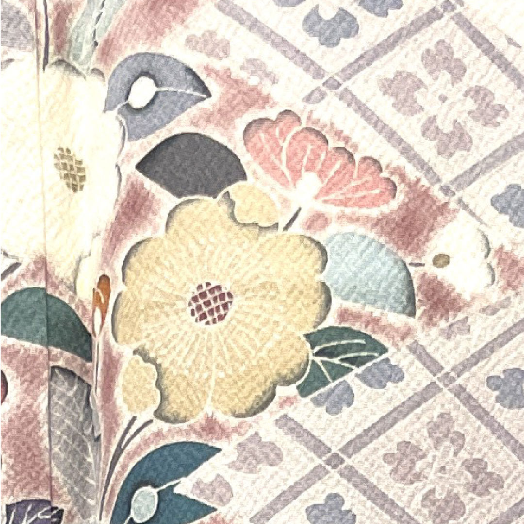 訪問着 正絹 袷 身丈156.5cm 裄丈64cm 桜色 辻ヶ花 五瓜に片喰 Aランク ピンク系 1112003113313