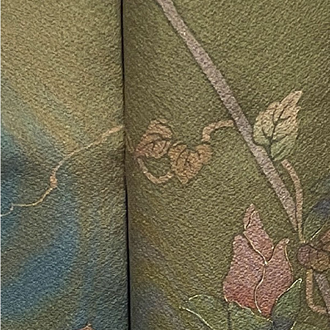 Homongi, pure silk, lined, length 157cm, sleeve length 64cm, yellow-black, floral pattern, A rank, green, 1112003023319