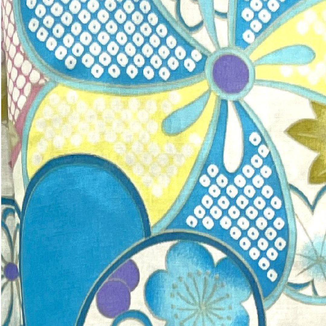 浴衣 ねじり梅 菊 橘 木綿 Sランク 単衣 身丈162.5cm 裄丈62.5cm グラデーション系 1118002662499