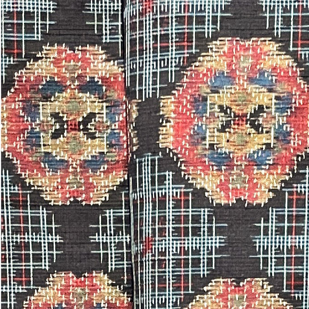 紬 身丈157cm 裄丈62cm 幾何学模様 正絹 Aランク 袷 紺系 1116002403318