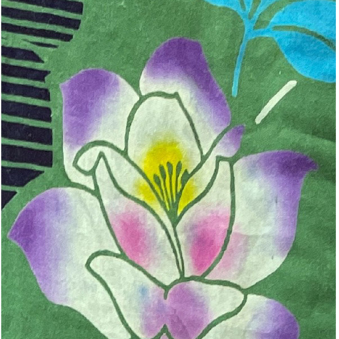 浴衣 萌葱色 薔薇 蝶 木綿 Sランク 単衣 身丈162cm 裄丈64cm 緑系 1118002852419