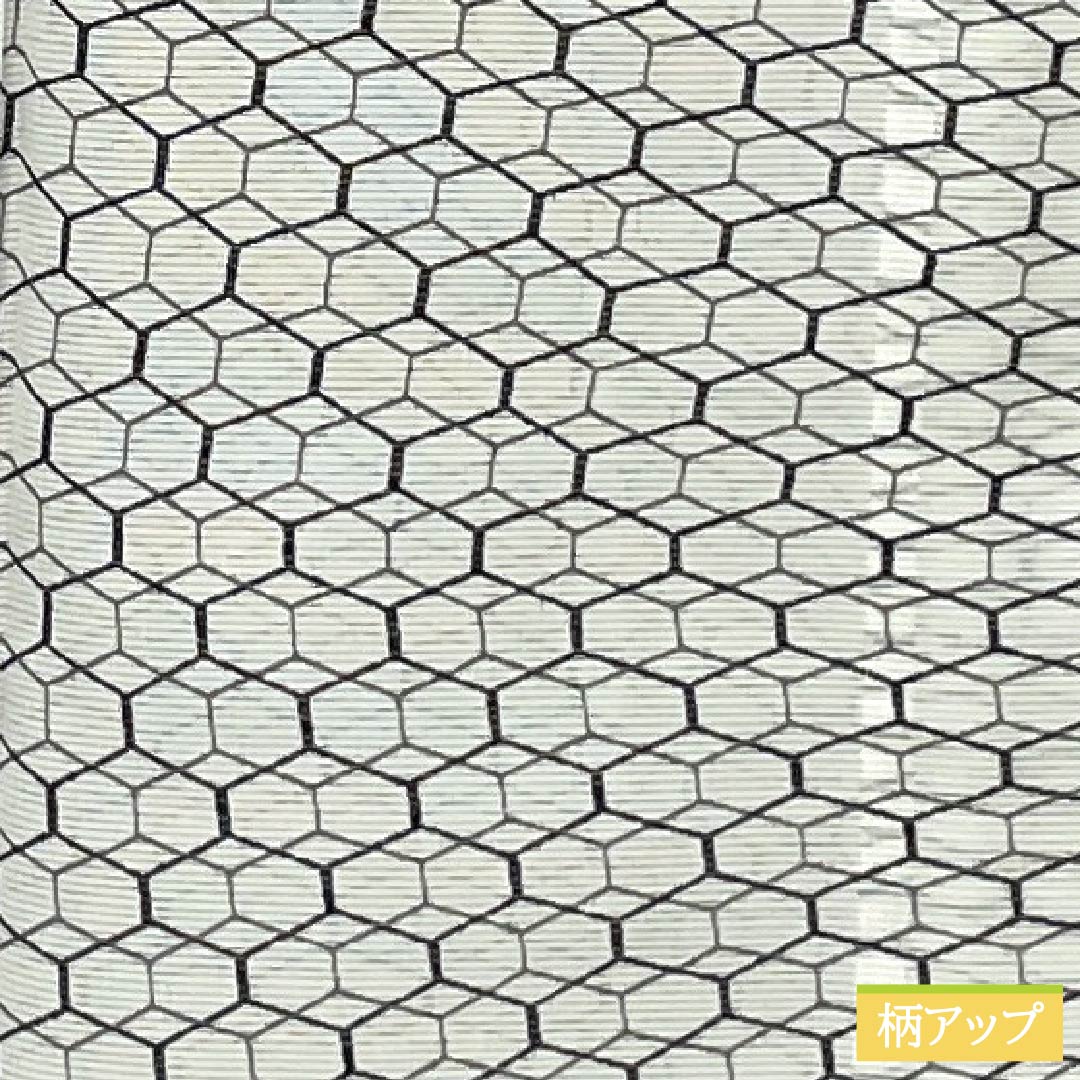 夏物 ポリエステル 小紋 身丈156cm 裄丈64cm 亀甲 洗える着物 絽 Sランク 白系 1132002612311