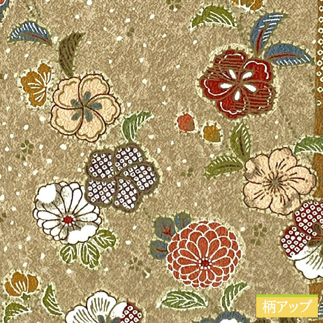 小紋 ポリエステル 身丈159cm 裄丈65cm 袷 香色(こういろ) 洗える着物 辻ヶ花 しつけ糸付き 未使用品 Sランク ベージュ系 1115004532325