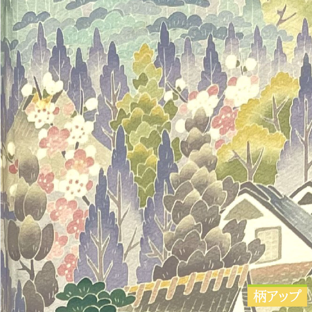 彩色留袖、纯丝、长度 157 厘米、袖长 63.5 厘米、衬里、锡色、风景图案、三个徽章、常春藤、艺术家的作品、飞騨高山、珍珠色调、A 等级、灰色、1111001363322