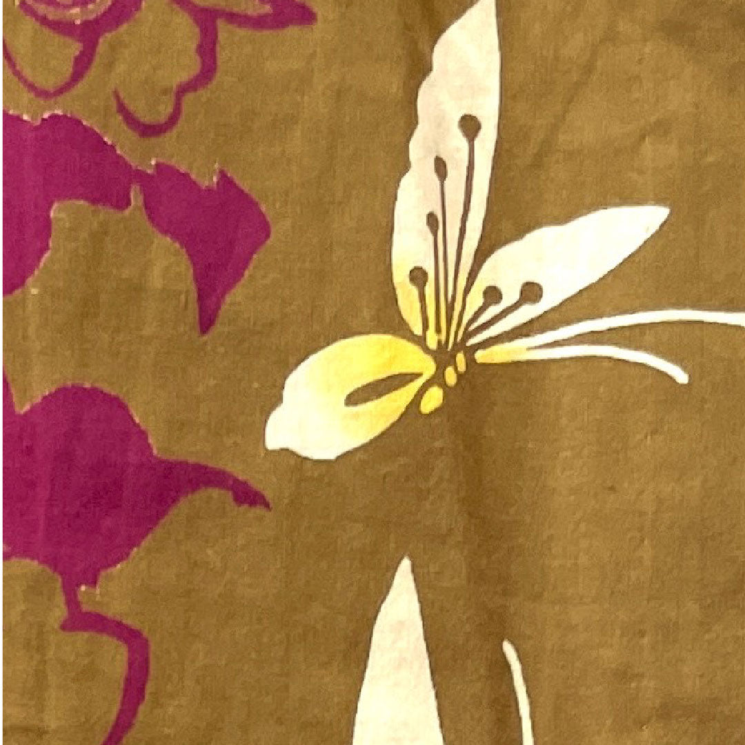 浴衣 伽羅色 蝶 薔薇 木綿 Aランク 単衣 身丈160.5cm 裄丈64.5cm 茶系 1118001743414