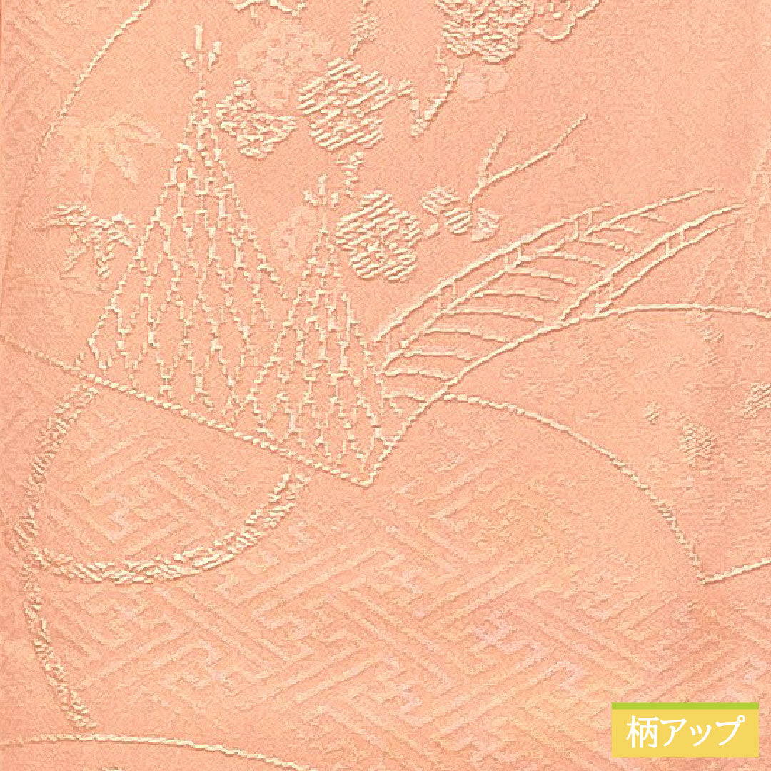 色無地 正絹 身丈160cm 裄丈64cm 紗綾形 袷 Aランク ピンク系 1114001963413
