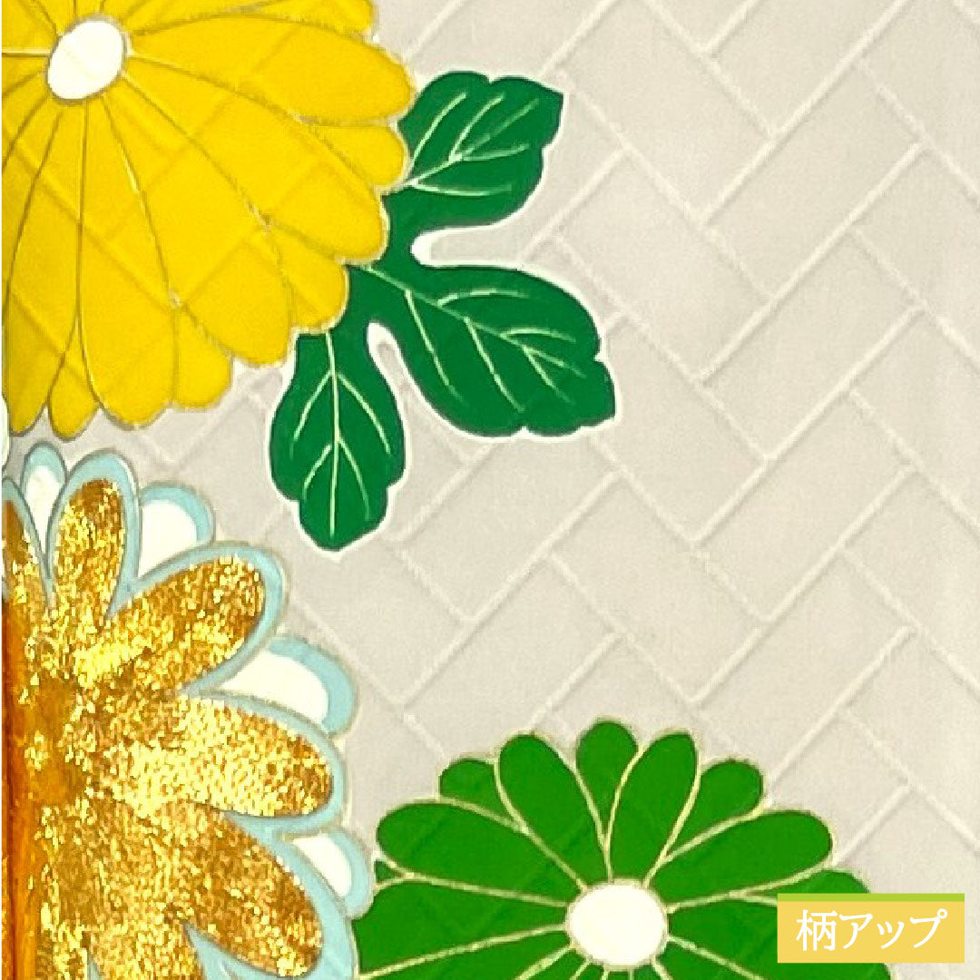 訪問着 正絹 袷 身丈160cm 裄丈64.5cm 薄桜色(うすざくらいろ) 京友禅 菊 Sランク ピンク系 1112004332413