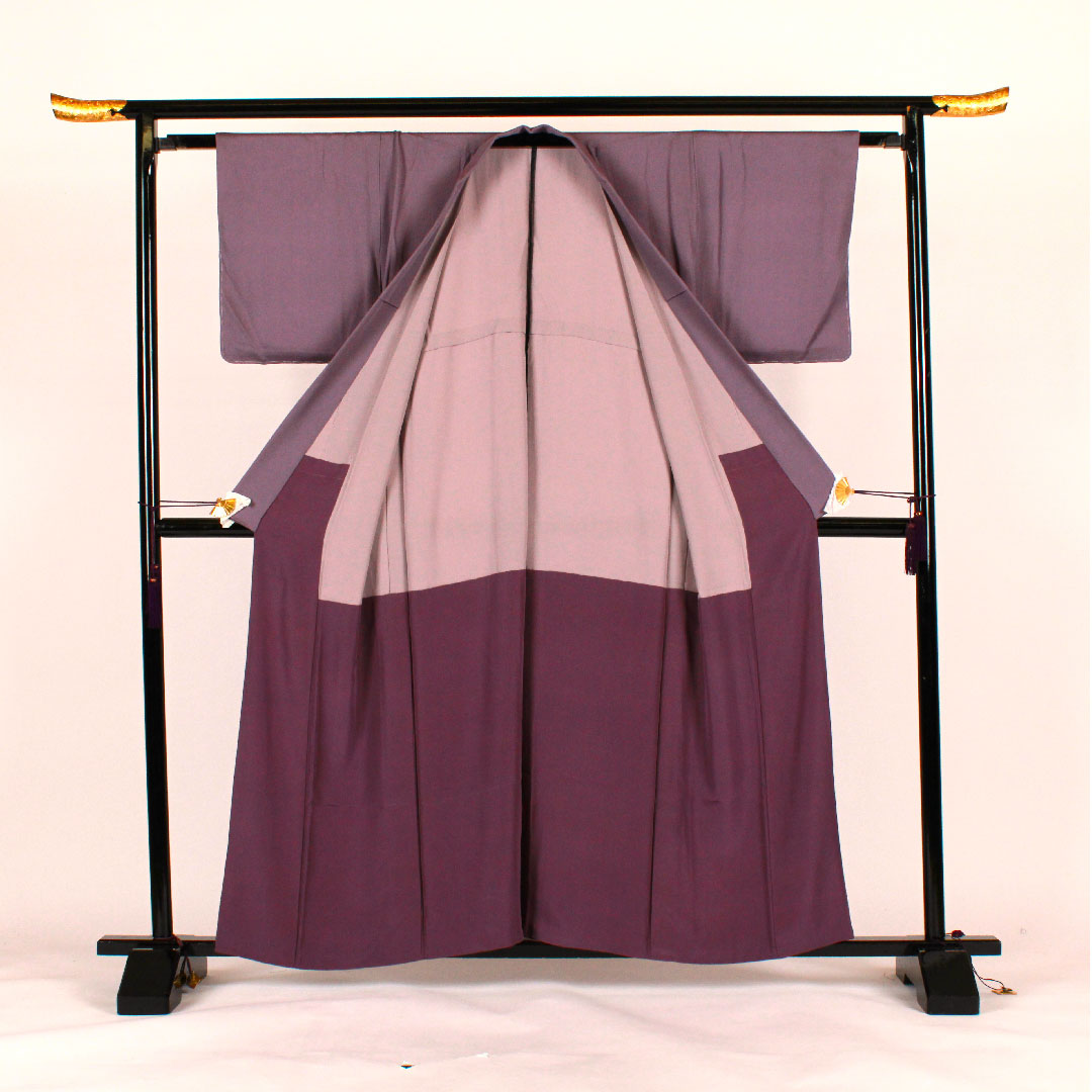 小紋 身丈158.5cm 裄丈62cm 単衣 江戸小紋 鮫柄 正絹 Sランク 紫系 1115001152320