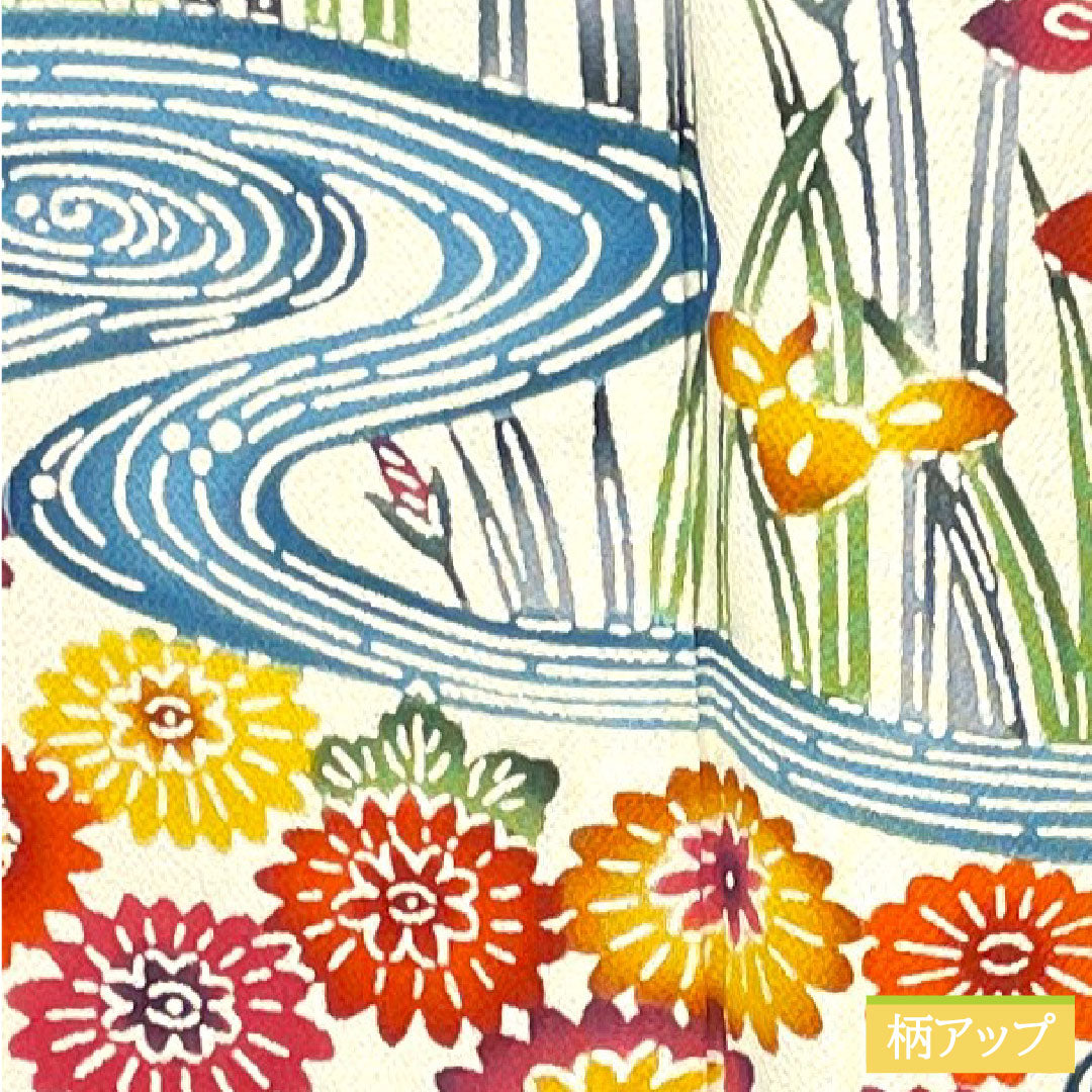 振袖 正絹 身丈160cm 裄丈64.5cm 袷 乳白色(にゅうはくしょく) 京紅型 吉祥文様 Sランク クリーム系 1113002032415