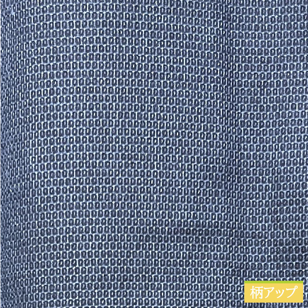 男物 ウール 身丈147.5cm 裄丈67cm 紺藍色 亀甲模様 Sランク 袷 紺系 1119000672418