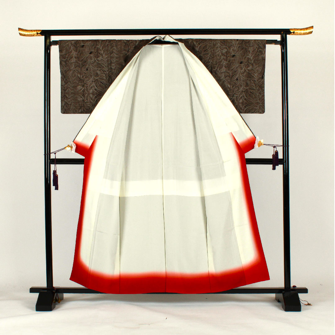 大島紬 身丈159cm 裄丈65cm 経緯絣 草花模様 正絹 Bランク 袷 茶系 1116001253314