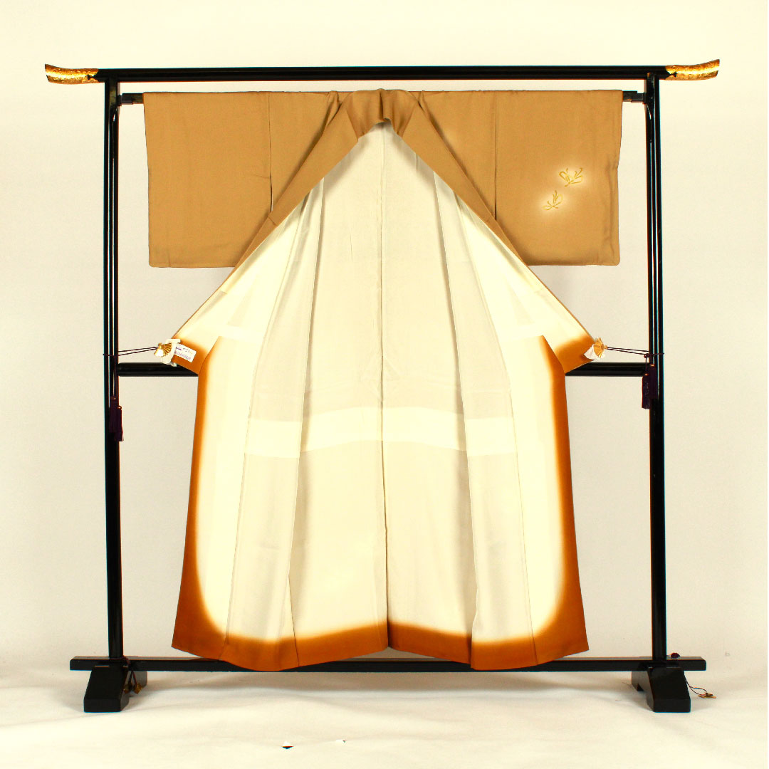 訪問着 袷 身丈157cm 裄丈66cm 刺繡 梅 正絹 Sランク 黄系 1112000822323
