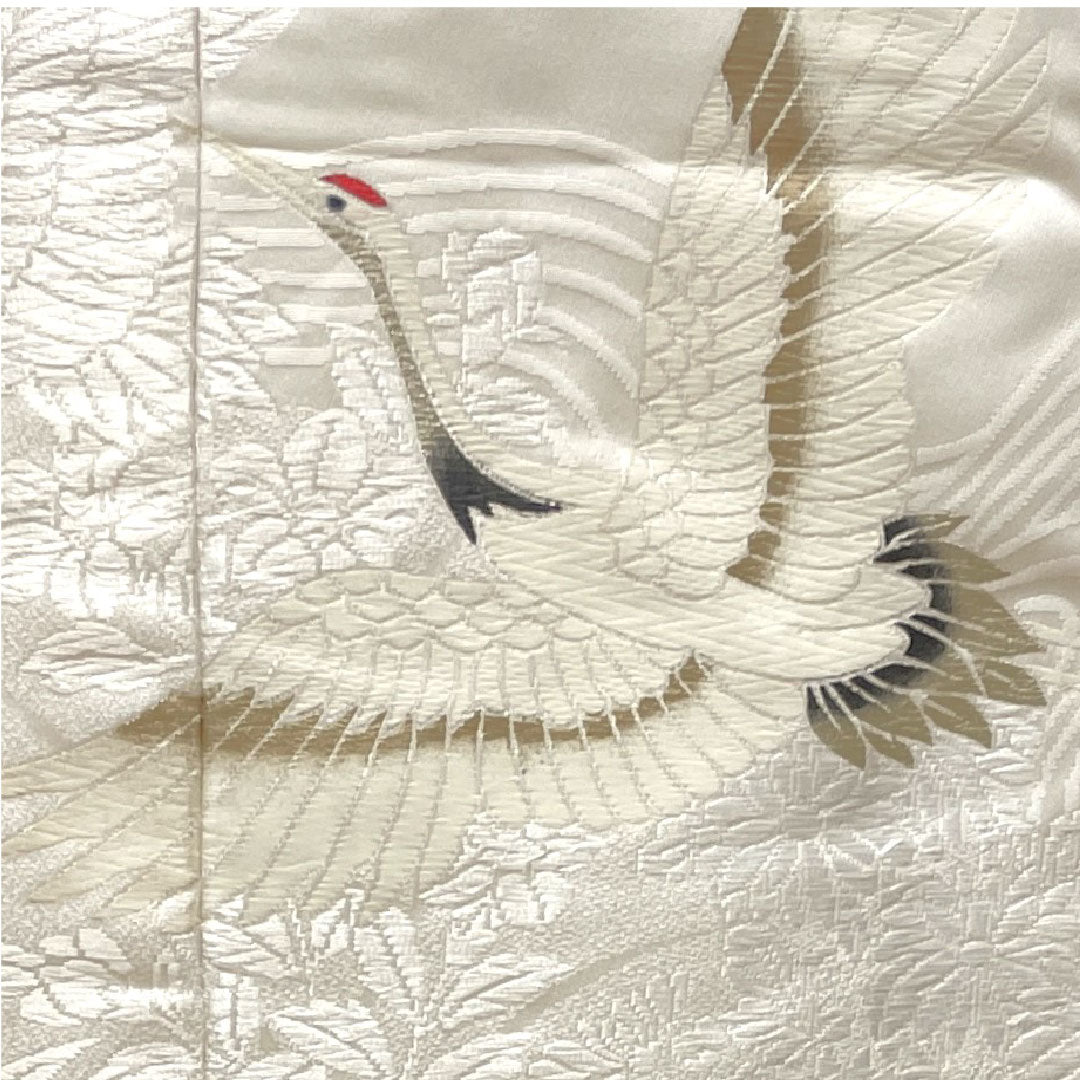 白無垢 身丈191cm 唐織 春爛百花紋 正絹 Bランク 袷 白系 1110000544911