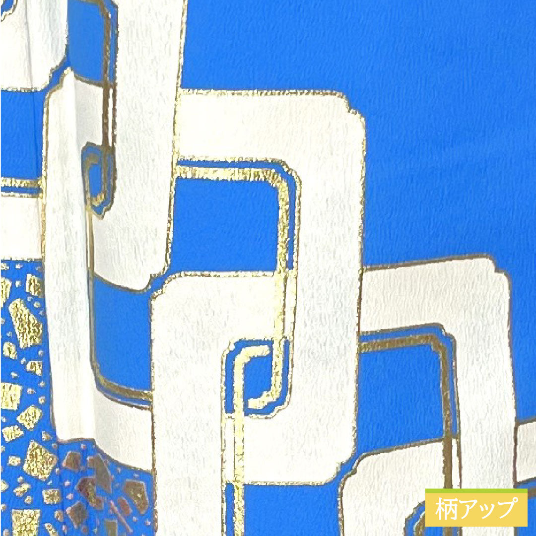 訪問着 ポリエステル 胴抜き 身丈163.5cm 裄丈67.5cm 天色(てんしょく) 洗える着物 𠮷原つなぎ 踊り衣装 付下げ Sランク 青系 1112004262417