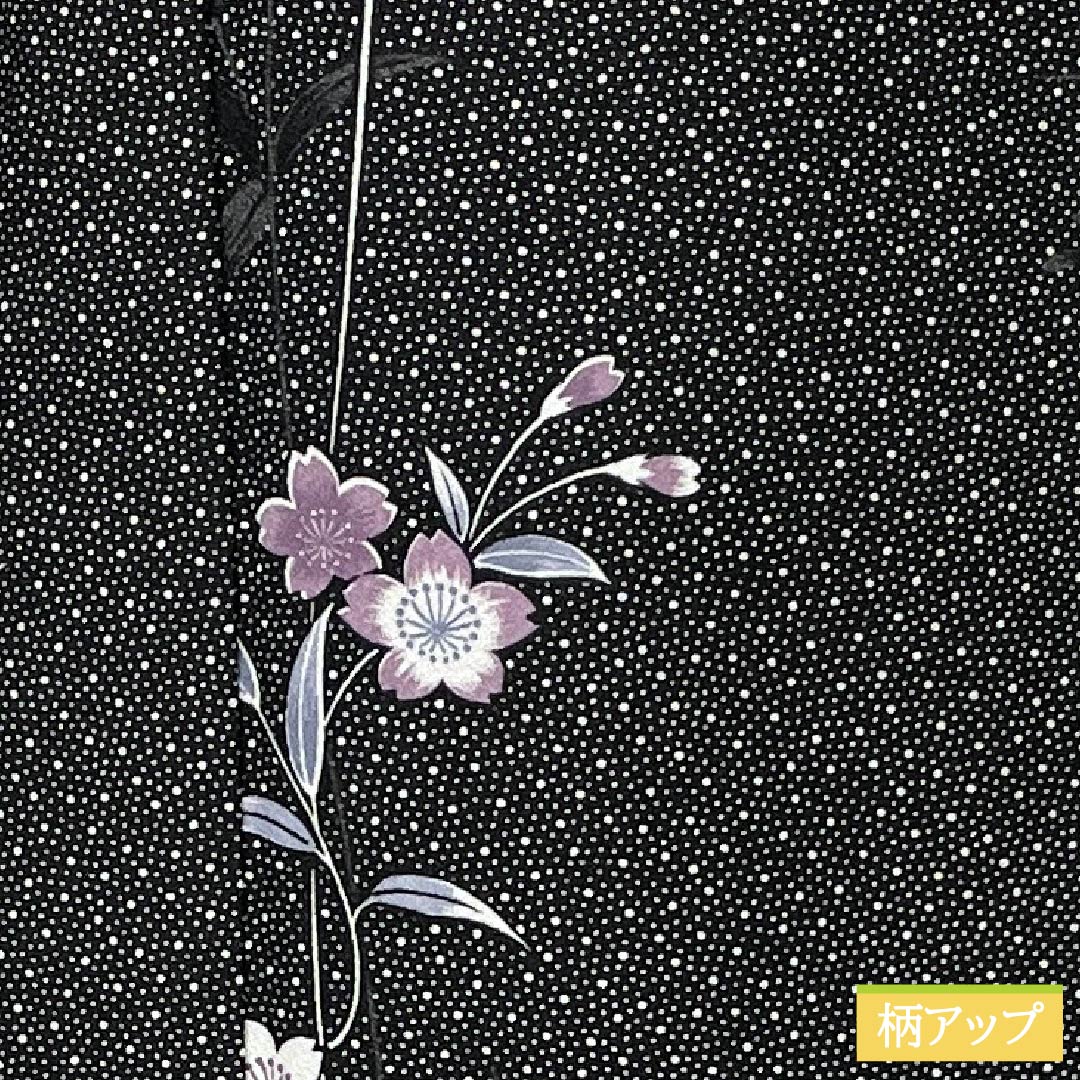 Komon Polyester Rank S Length 168cm Sleeve-to-sleeve 68.5cm Unlined Katagami Sakura Polka Dots Washable Kimono Black 1115008002510