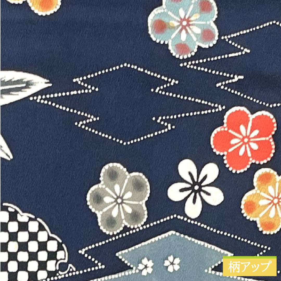 Homongi, pure silk, lined, length 158.5cm, sleeve length 62cm, dark blue, small pattern, tsukesage, Kyoto Bingata, A rank, navy blue, 1112003783318