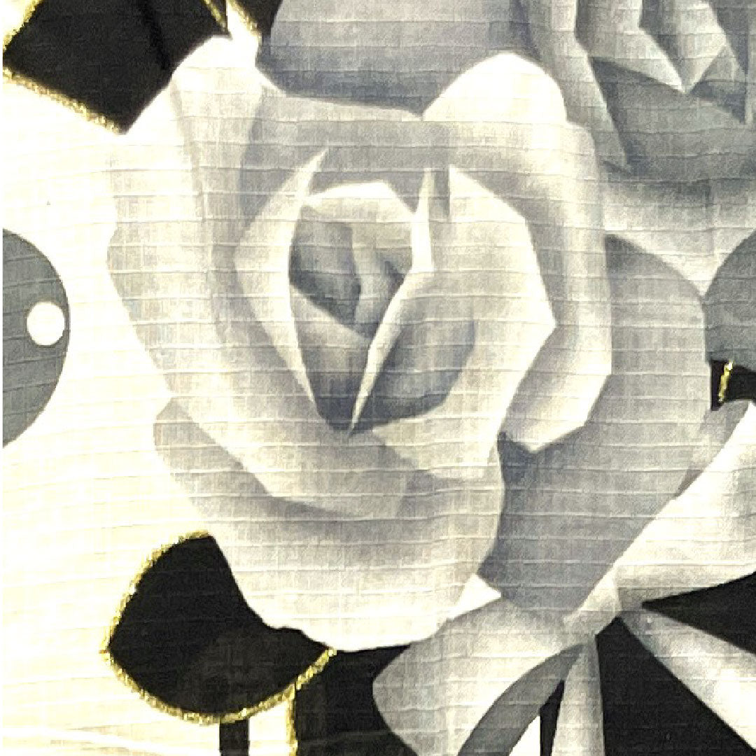 浴衣 しつけ糸付き 未使用品 モノトーン 薔薇 ハート 木綿 Sランク 単衣 身丈165.5cm 裄丈66cm グラデーション系 1118002902599