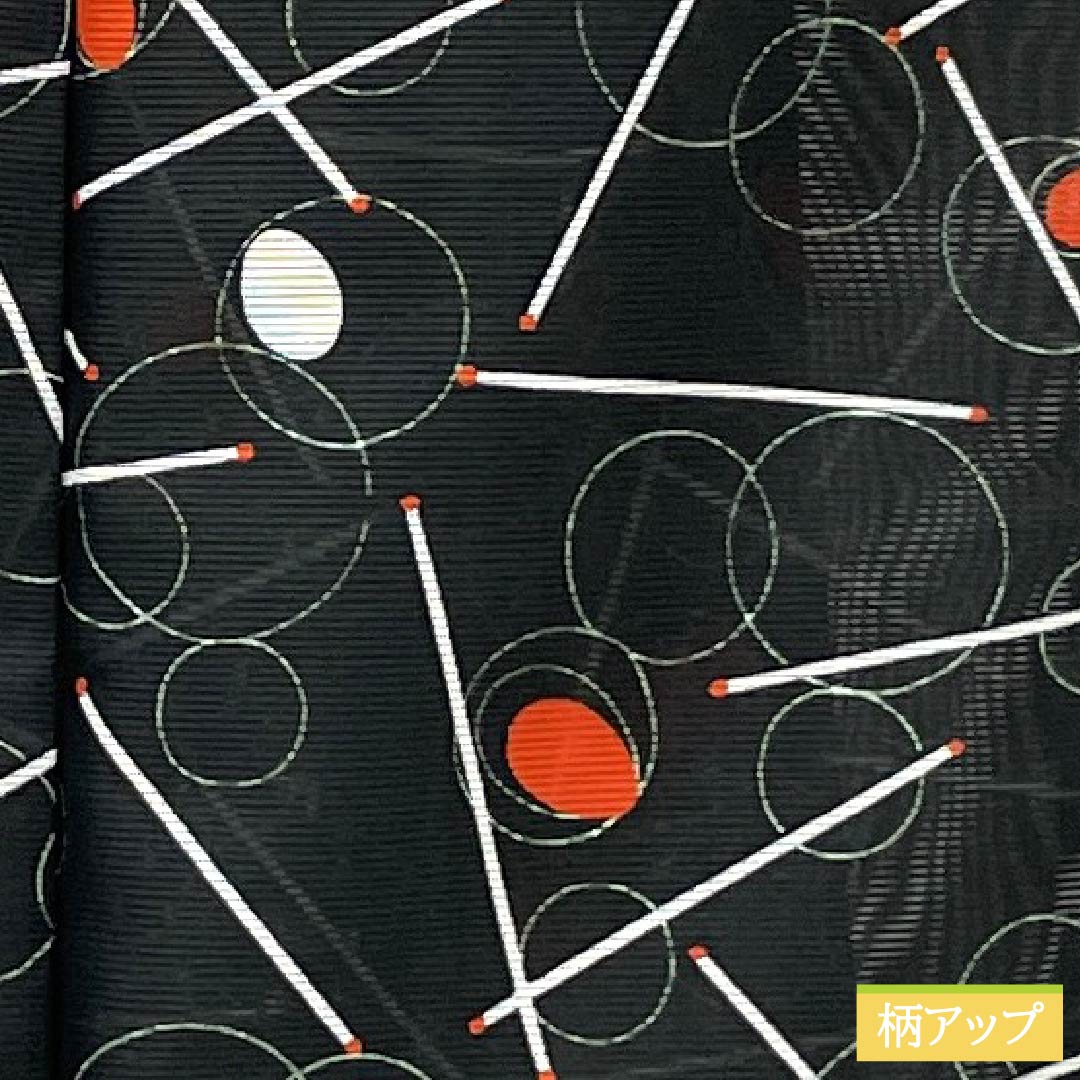 夏物 ポリエステル 小紋 身丈162cm 裄丈64cm シャボン玉 洗える着物 絽 Sランク 黒系 1132002592410