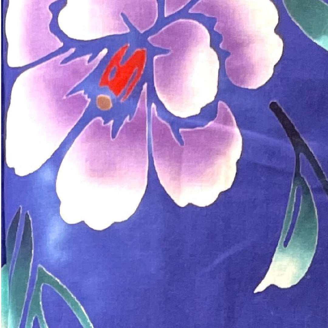 浴衣 青紫色 草花模様 木綿 Aランク 単衣 身丈164cm 裄丈70cm 紫系 1118001723420