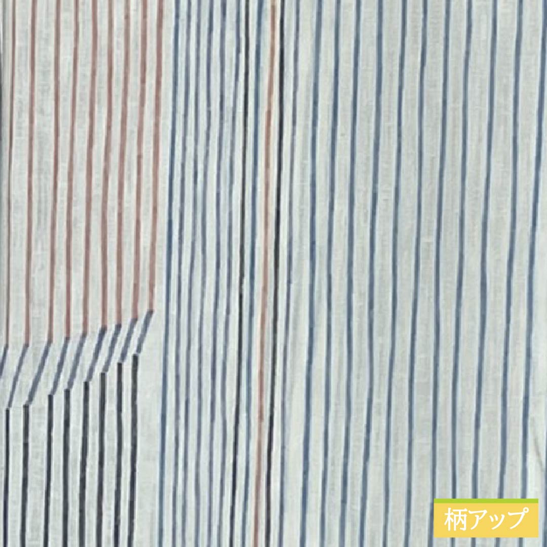 夏物 ポリエステル 小紋 身丈157.5cm 裄丈64.5cm 縞 洗える着物 刺繍 紗 Sランク 白系 1132002552311