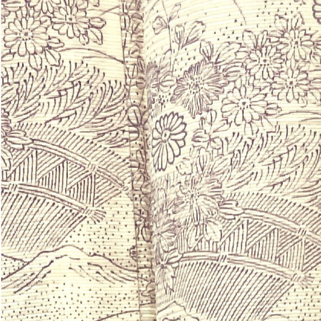 夏物 正絹 小紋 身丈154.5cm 裄丈63.5cm 乳白色(にゅうはくしょく) 松竹梅 菊 流水 絽 Sランク 白系 1132000642211