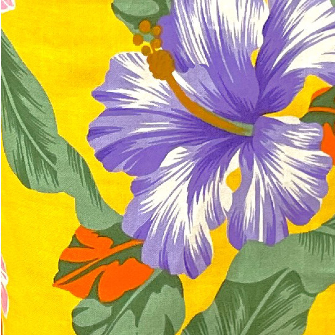 浴衣 山吹色 ハイビスカス 木綿 Sランク 単衣 身丈165cm 裄丈67.5cm 黄系 1118003262523