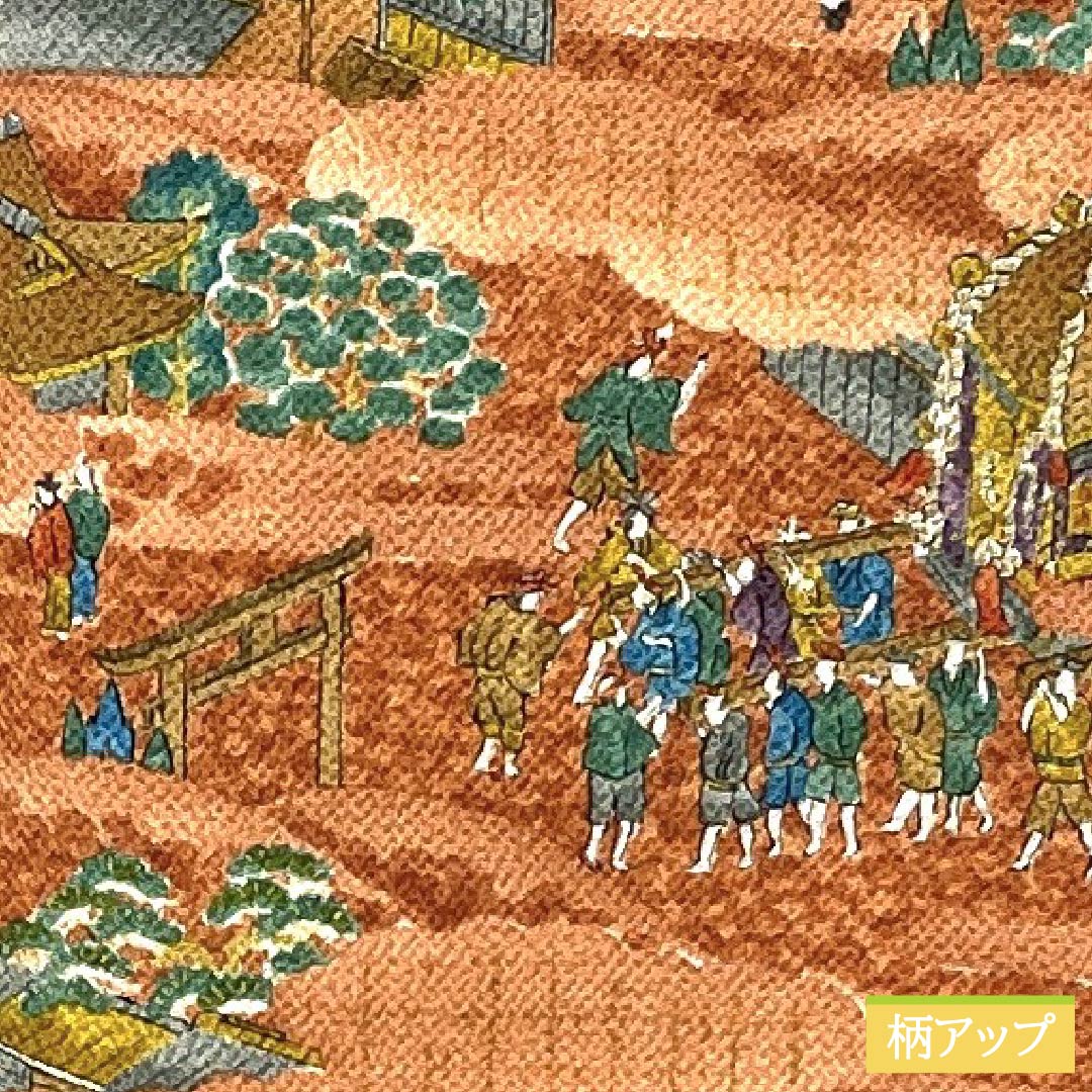 Komon, pure silk, length 155.5cm, sleeve length 66cm, lined, copper color (akaganeiro), historical picture scroll, S rank, brown, 1115005042314