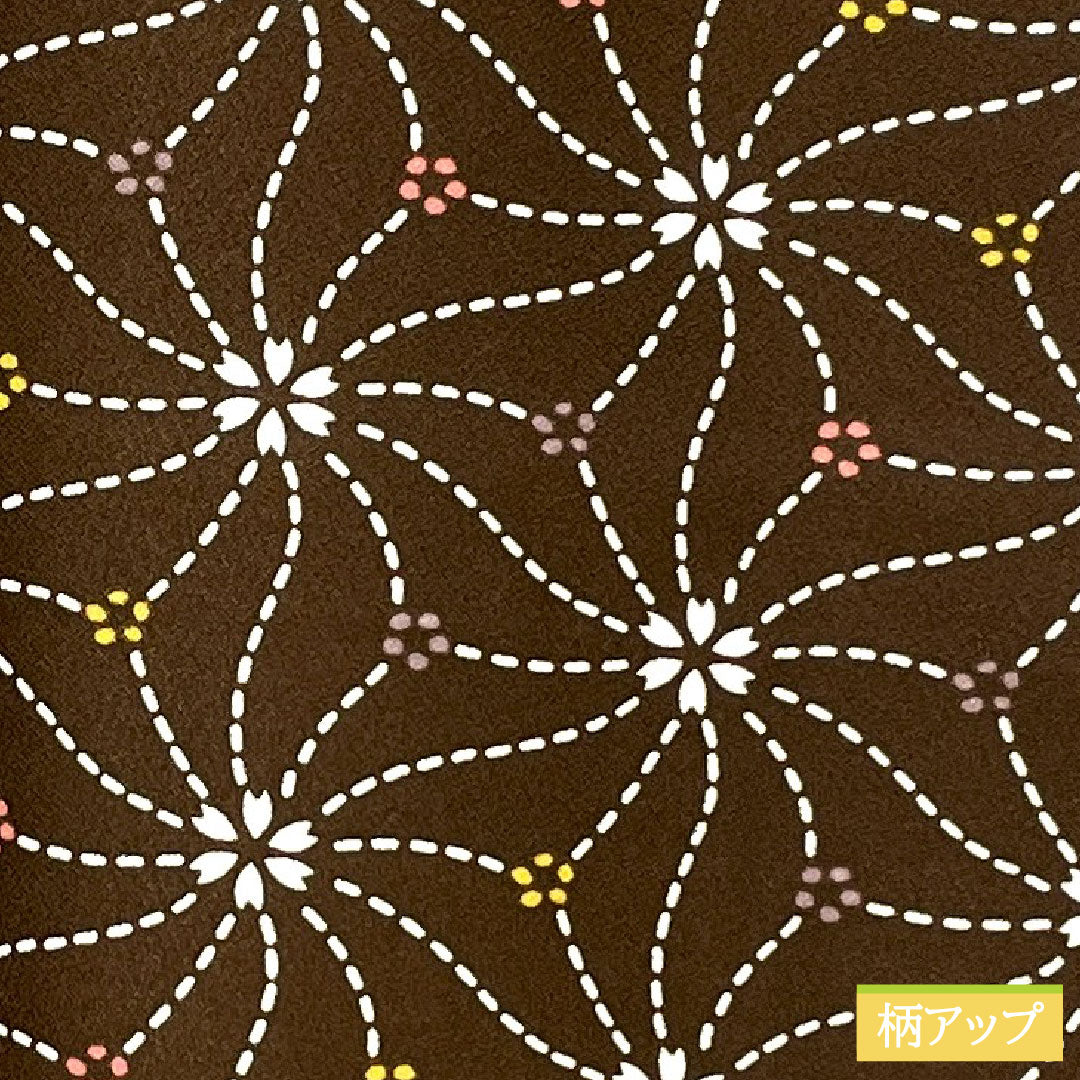 小紋 ポリエステル Sランク 身丈165cm 裄丈64.5cm 袷 土黒色(つちぐろいろ) 洗える着物 桜の花びら しつけ糸付き 未使用品 茶系 1115007642514