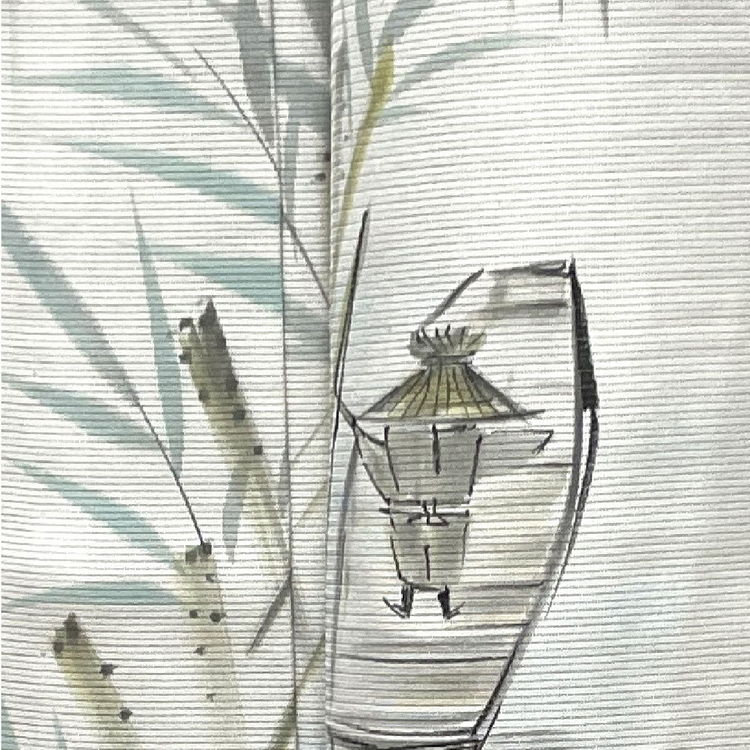 夏物 正絹 訪問着 身丈164.5cm 裄丈65.5cm 卯の花色(うのはないろ) 風景模様 しつけ糸付き 未使用品 絽 Sランク グレー系 1132001562422