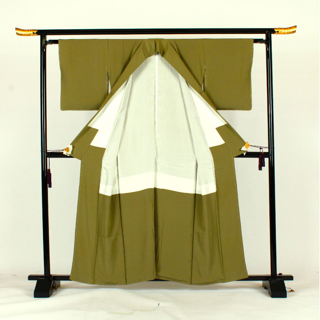 色無地 作家物 五三桐 身丈159.5cm 裄丈63.5cm 袷 正絹 Sランク 緑系 1114000432319