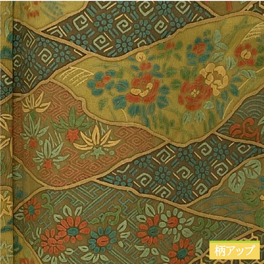 小紋 正絹 身丈159.5cm 裄丈66cm 袷 型染 割付 古典柄 Sランク グラデーション系 1115006082399