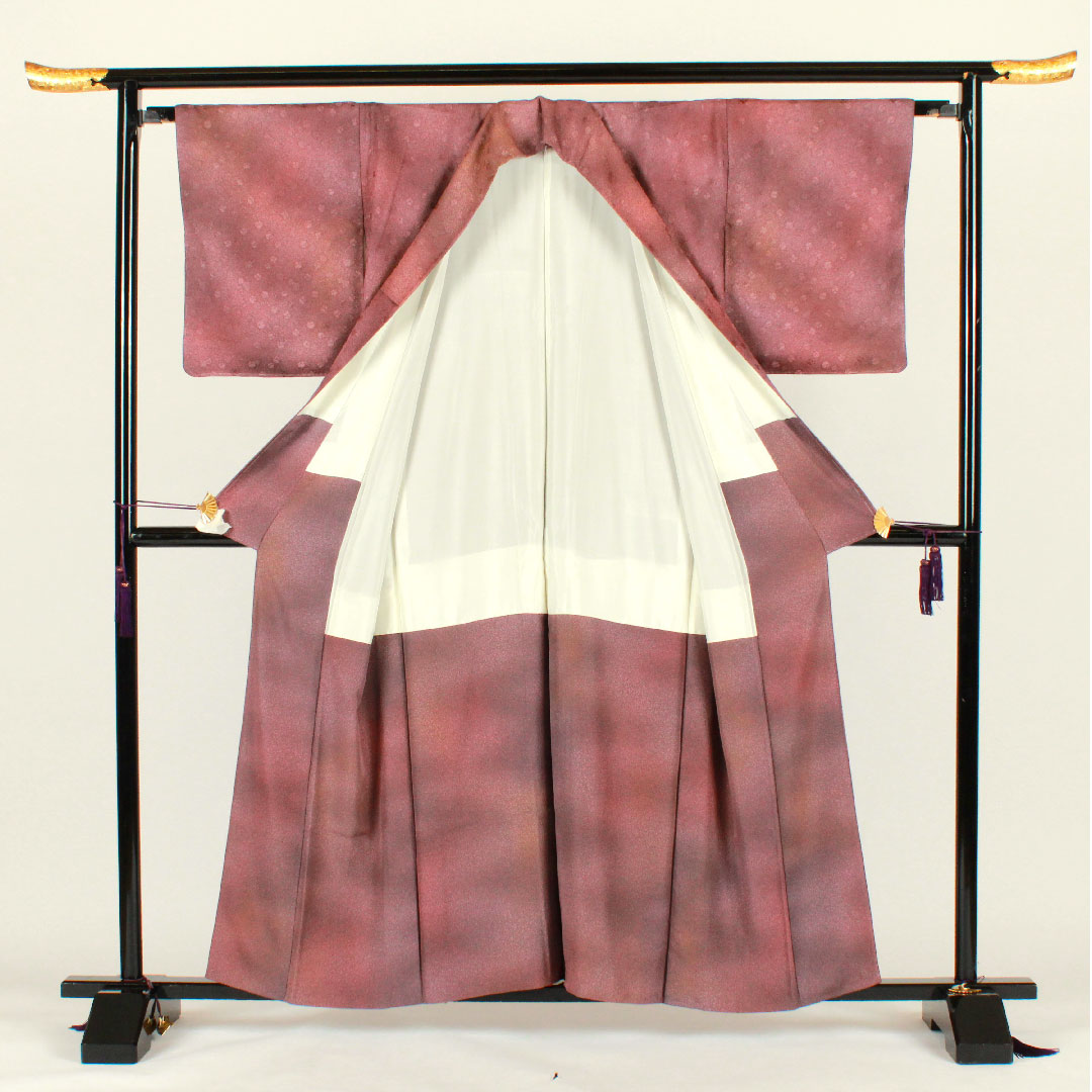 色無地 草木染 丹後ちりめん 鈴 身丈160cm 裄丈65cm 袷 正絹 Sランク 紫系 1114000472420