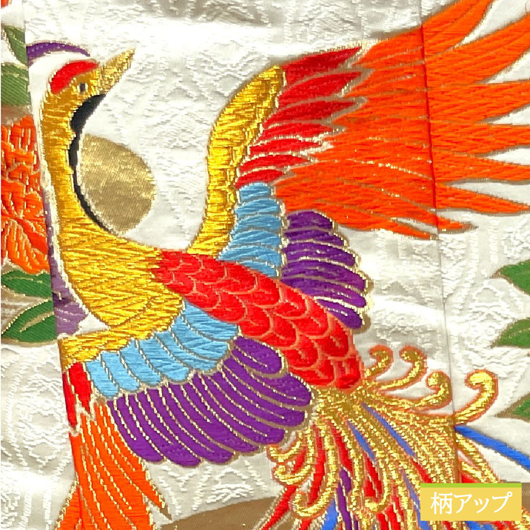 色打掛 正絹 身丈180cm 裄丈65cm 唐織 鳳凰 吉祥文様 Sランク 袷 白系 1110000632911