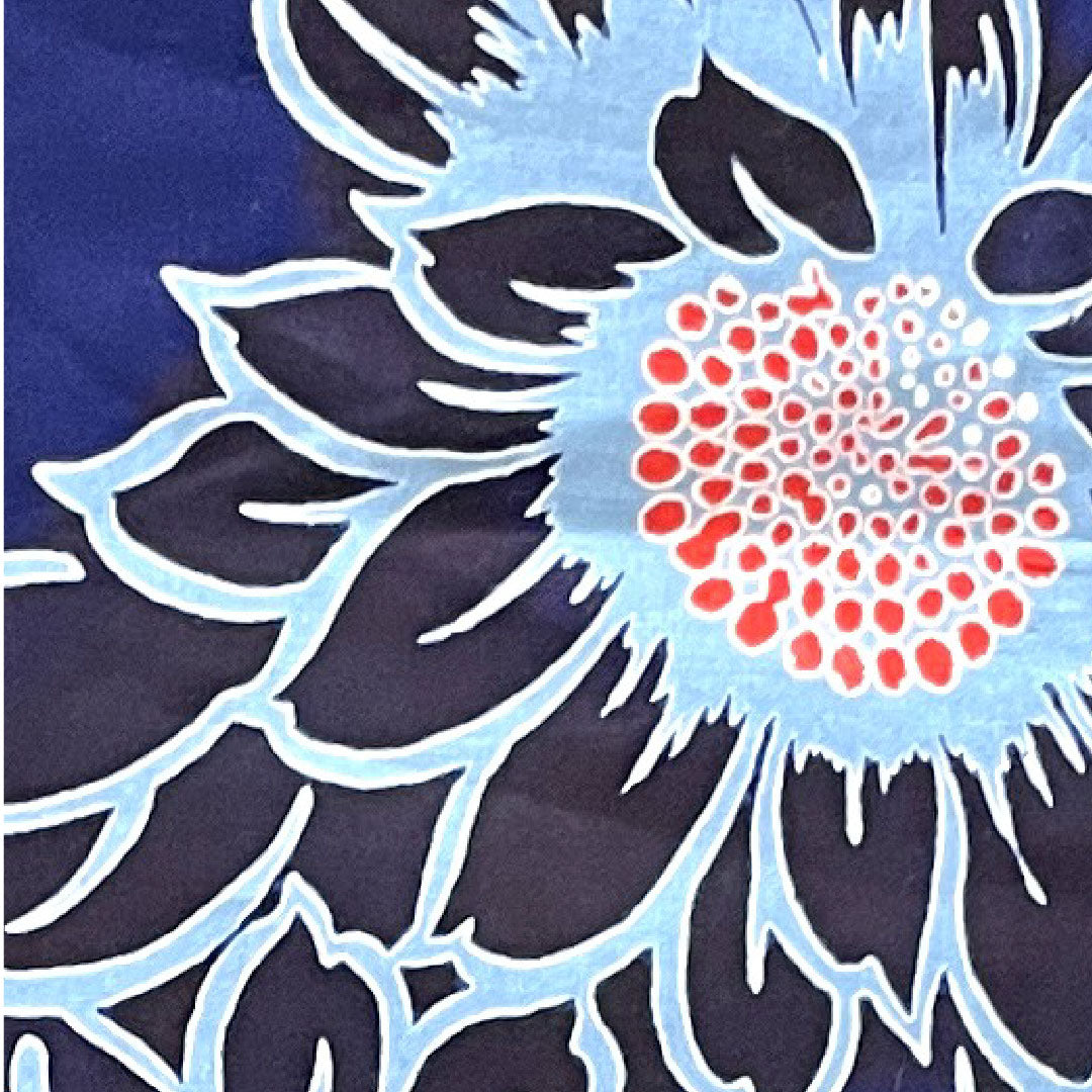 浴衣 しつけ糸付き 未使用品 濃紺色 向日葵 木綿 Sランク 単衣 身丈165cm 裄丈64.5cm 紺系 1118002752518