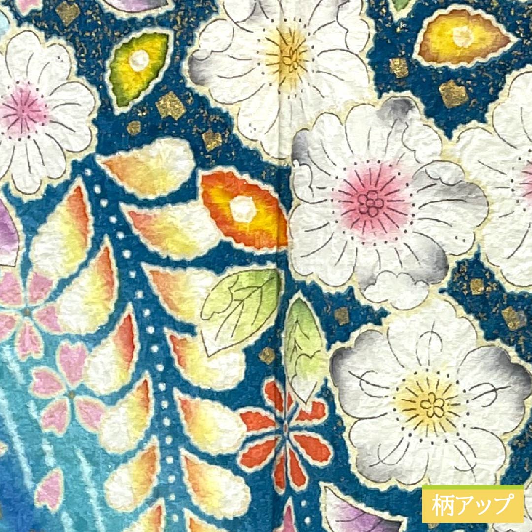 振袖 正絹 Sランク 身丈154cm 裄丈68cm 袷 孔雀青色(くじゃくあおいろ) 京友禅 銀通し 辻ヶ花 作家物 ハジックガード 青系 1113002732217