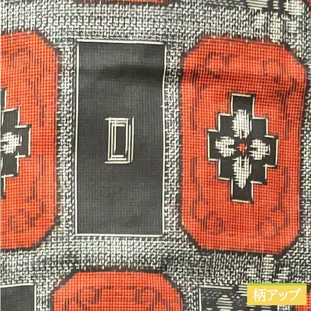 村山大島 正絹 身丈158.5cm 裄丈64.5cm アンサンブル 抽象模様 しつけ糸付き 未使用品 Sランク 袷 黒系 1116003262310