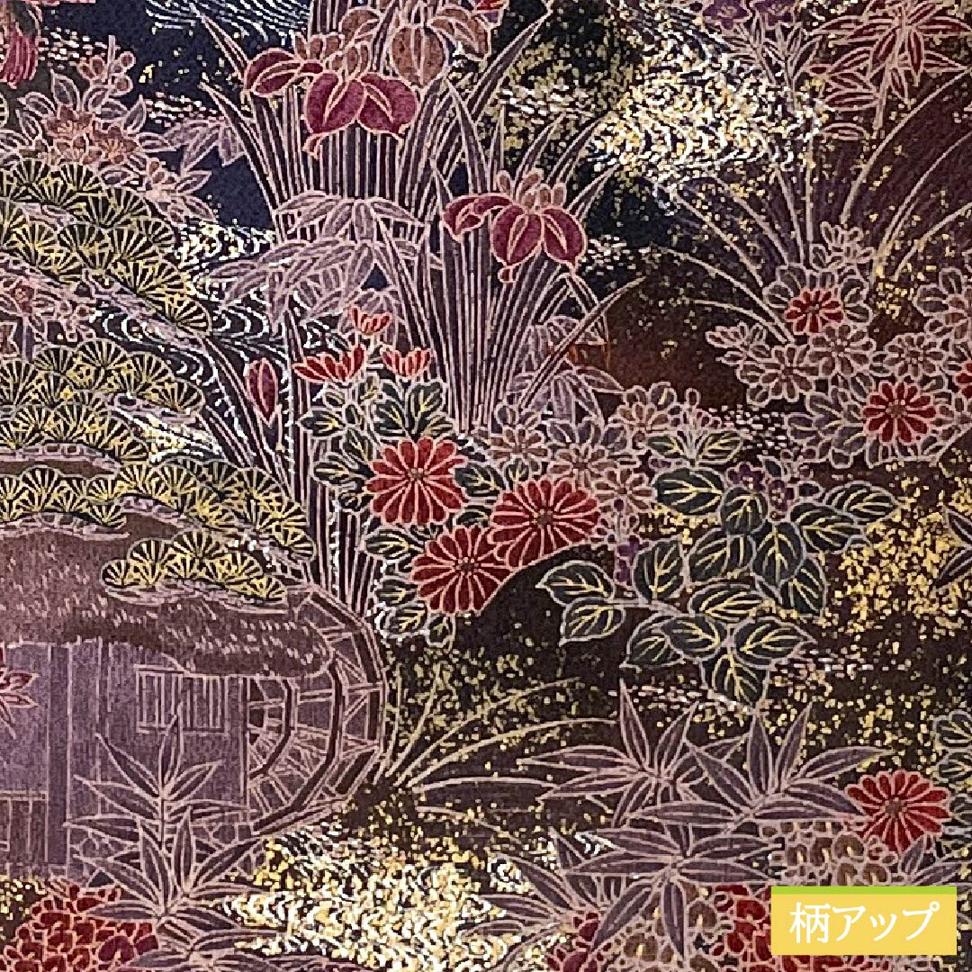 小紋 正絹 身丈153.5cm 裄丈63cm 袷 檳榔子黒色(びんろうじぐろいろ) 型染 古典柄 Sランク 黒系 1115005312210