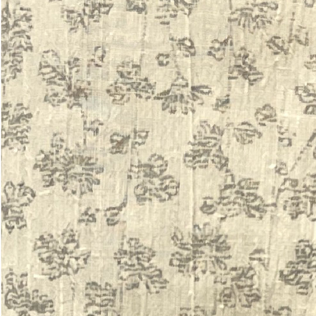 小千谷縮 身丈147cm 裄丈62cm 草花模様 麻 Sランク 夏物 クリーム系 1116002472115