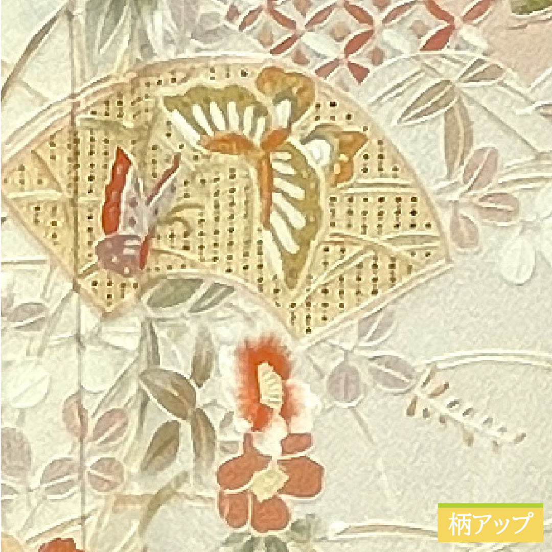訪問着 正絹 袷 身丈167.5cm 裄丈66.5cm 一重梅色 蘇州刺繡 汕頭刺繡 吉祥文様 Sランク ピンク系 1112004062513