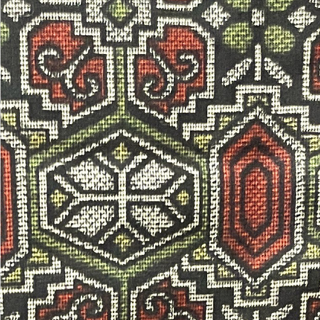 村山大島紬 身丈162cm 裄丈63.5cm しつけ糸付き 未使用品 アンサンブル 幾何学模様 正絹 Sランク 袷 黒系 1116002732410