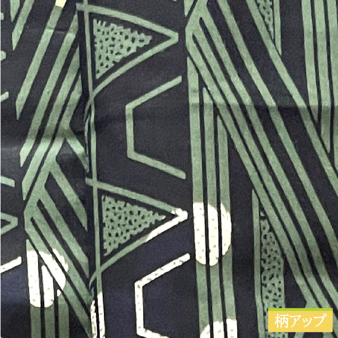 浴衣 木綿 身丈142.5cm 裄丈67.5cm Sランク 単衣 緑系 島松鼠色(しままつねずいろ) 男物 幾何学模様 1118004892419