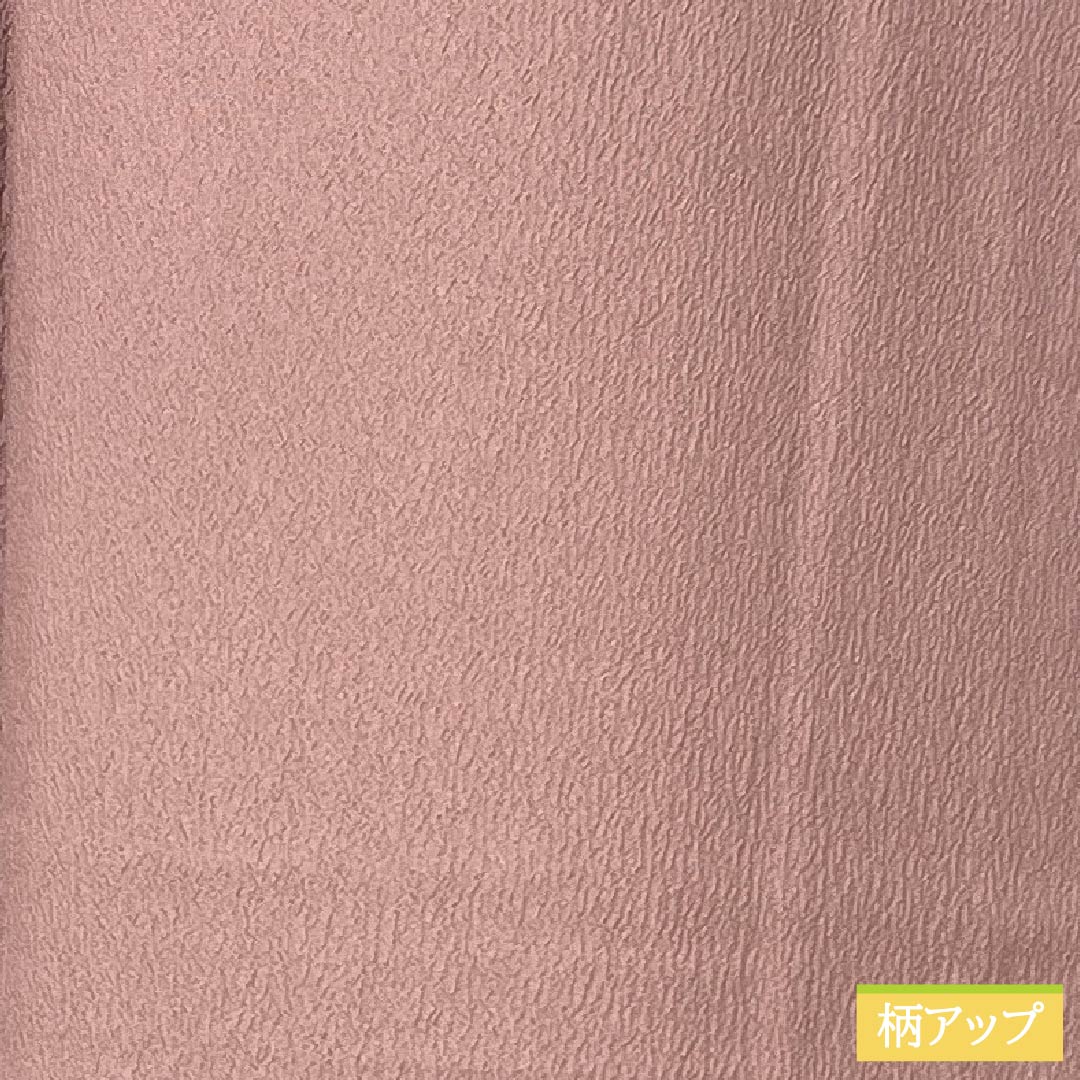 Solid-colored polyester kimono, length 160cm, sleeve length 62.5cm, crimson gray (beni-nezuiro), plain kimono with one crest, a circle with a flower and apricot leaf pattern, lined, S rank, pink, product number 1114002232413